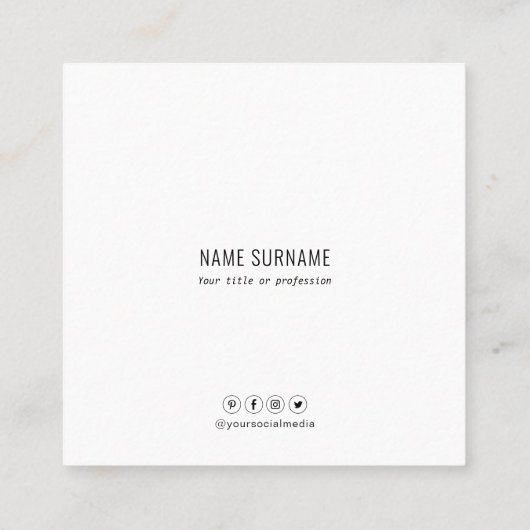 Moderne QR-code Visitekaartje, eenvoudige persoonl Vierkante Visitekaartje (Achterkant)