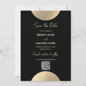 Moderne QR-code voor Abstracte bruiloft met zwart Save The Date (Voorkant)