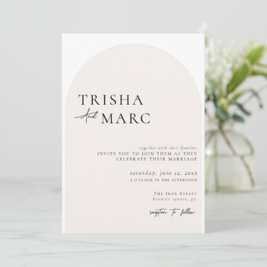 Moderne QR-code voor Arch in één huwelijk Kaart (Staand voorkant)