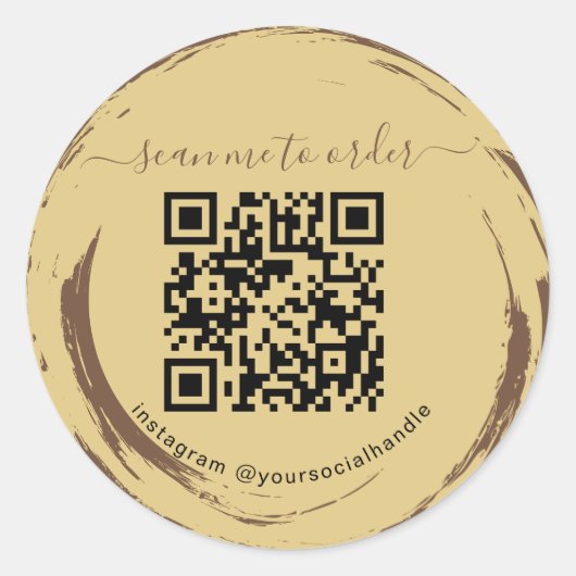 Moderne QR-code voor coffeeshop Ronde Sticker (Voorkant)