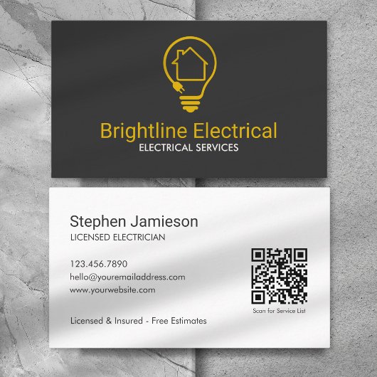 Moderne QR-code voor elektriciens Visitekaartje