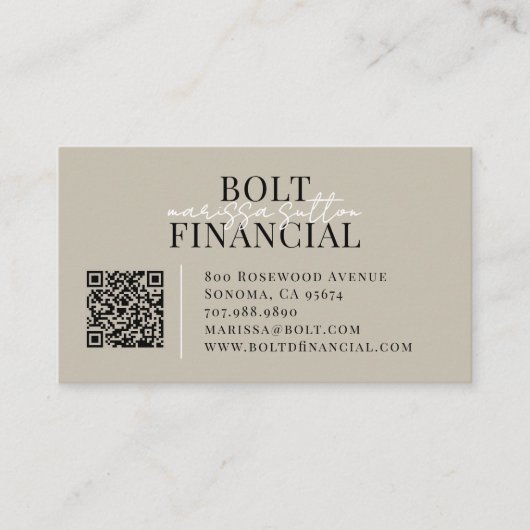 Moderne QR-code voor financieel adviseur Visitekaartje (Voorkant)