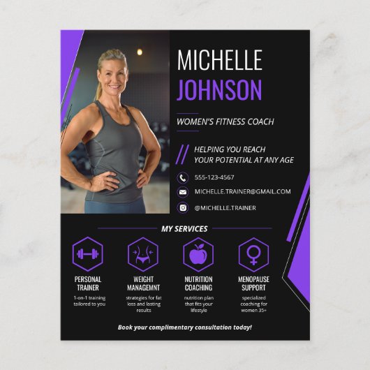 Moderne QR-code voor fitnesscoach voor vrouwen Flyer (Voorkant)