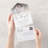 Moderne QR-code voor fotobekleding met foto's brui All In One Uitnodiging (Afscheurbaar)