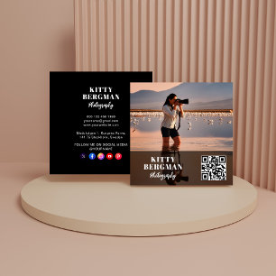 Moderne QR-code voor fotografen op sociale media Vierkante Visitekaartje