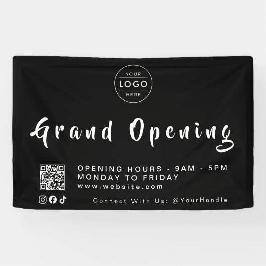 Moderne QR-code voor grand opening met aangepast l Spandoek (Horizontaal)