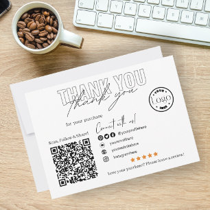 Moderne QR-code voor kleine bedrijven Logo Dank Bedankkaart