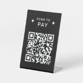 Moderne QR-code voor restaurants Scan naar Pay Bla Reclamebord Met Voetstuk (Voorkant)