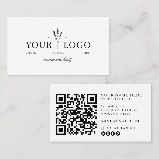 Moderne QR-code voor schoonheidsspecialist met log Visitekaartje (Voorkant / Achterkant)