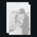 Moderne QR-code voor script bruiloft Kaart<br><div class="desc">Deze eenvoudige moderne script QR Code Photo Wedding Invitation met twee openhartige overlay foto van het gelukkige paar bedekt met elegant script.</div>