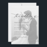 Moderne QR-code voor script bruiloft Kaart<br><div class="desc">Deze eenvoudige moderne script QR Code Photo Wedding Invitation met twee openhartige overlay foto van het gelukkige paar bedekt met elegant script.</div>