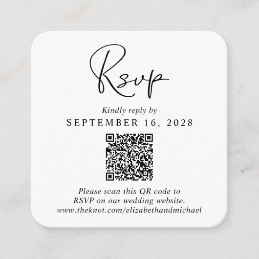 Moderne QR-code voor script bruiloft RSVP Informatiekaartje (Voorkant)