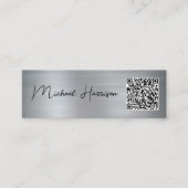 Moderne QR-code voor script Professional Silver Mini Visitekaartje (Voorkant)