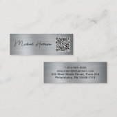 Moderne QR-code voor script Professional Silver Mini Visitekaartje (Voorkant / Achterkant)