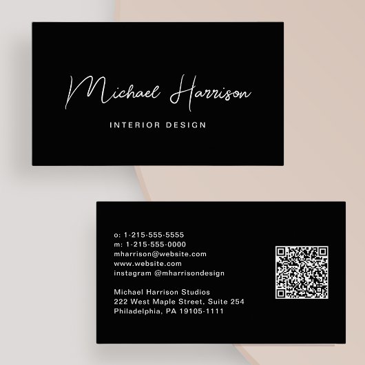 Moderne QR-code voor script: Professional zwart Visitekaartje