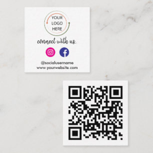 Moderne QR-code voor sociale media   Minimalistisc Vierkante Visitekaartje