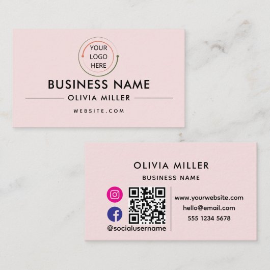 Moderne QR-code voor sociale media | Minimalistisc Visitekaartje (Voorkant / Achterkant)
