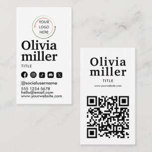 Moderne QR-code voor sociale media   Minimalistisc Visitekaartje