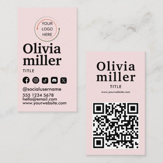 Moderne QR-code voor sociale media | Minimalistisc Visitekaartje (Voorkant / Achterkant)
