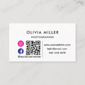 Moderne QR-code voor sociale media | Minimalistisc Visitekaartje (Achterkant)
