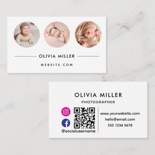 Moderne QR-code voor sociale media | Minimalistisc Visitekaartje (Voorkant / Achterkant)