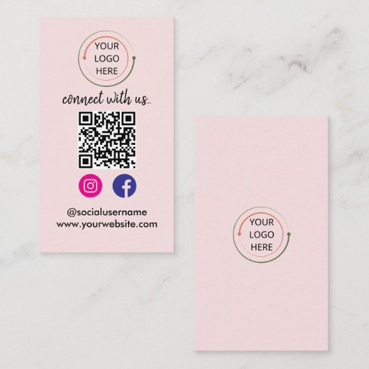 Moderne QR-code voor sociale media | Minimalistisc Visitekaartje (Voorkant / Achterkant)