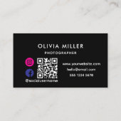 Moderne QR-code voor sociale media | Minimalistisc Visitekaartje (Achterkant)
