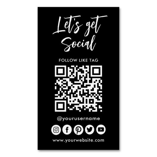 Moderne QR-code voor sociale media - verbinding me Magnetisch Visitekaartje (Voorkant Verticaal)