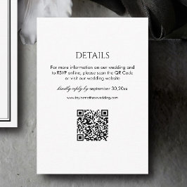 Moderne QR-code voor trouwdetails in zwart-wit Informatiekaartje