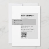Moderne QR-code voor zwart-withuwelijk Save The Date (Voorkant)
