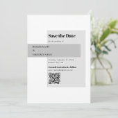 Moderne QR-code voor zwart-withuwelijk Save The Date (Staand voorkant)