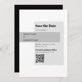 Moderne QR-code voor zwart-withuwelijk Save The Date