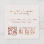 Moderne QR Code Vrouwelijk Meisje Blush Roze Botan Vierkante Visitekaartje (Achterkant)