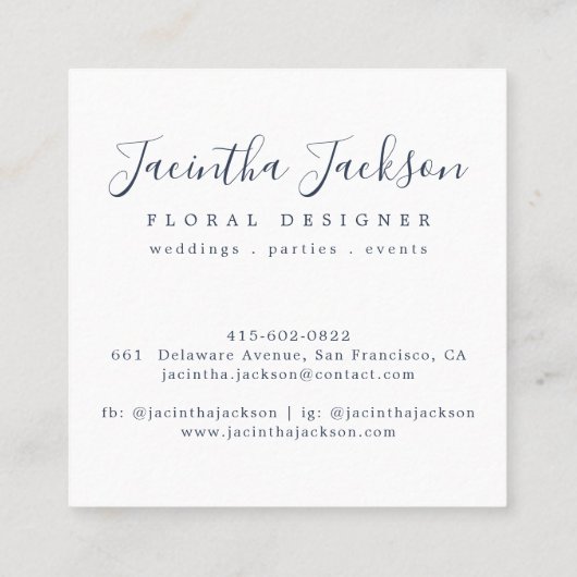 Moderne QR Code Waterverf Bloemblauw Roze Elegant Vierkante Visitekaartje (Achterkant)