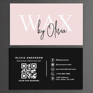 Moderne QR Code Wax Specialist Estheticus Visitekaartje