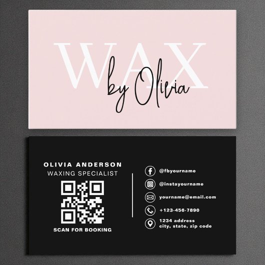 Moderne QR Code Wax Specialist Estheticus Visitekaartje