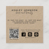 Moderne QR Code Website Botanische Kraft en Zwart Vierkante Visitekaartje (Achterkant)