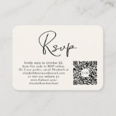 Moderne QR Code Weddenschap Cream RSVP Informatiekaartje (Voorkant)