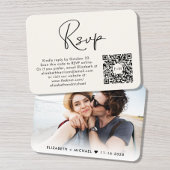 Moderne QR Code Weddenschap Cream RSVP Informatiekaartje
