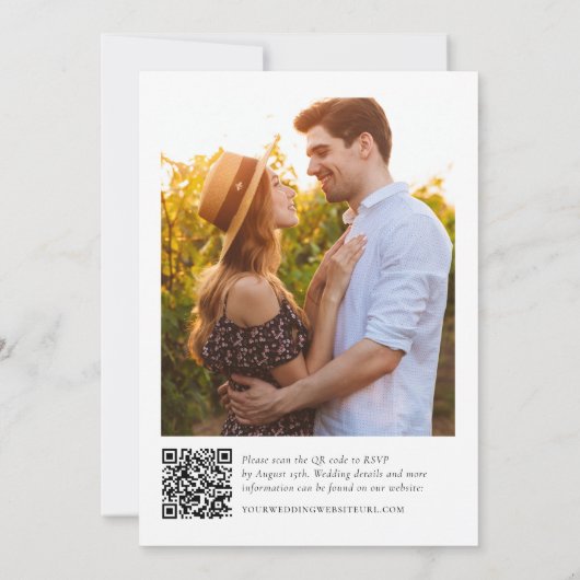 Moderne QR Code Weddenschap met foto's Kaart (Achterkant)
