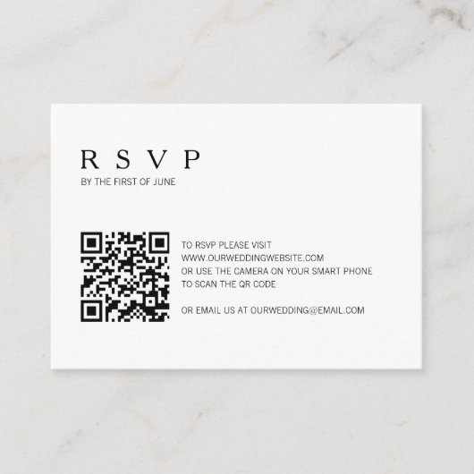 Moderne QR Code Weddenschap Mini RSVP-kaart Notitiekaartje (Voorkant)