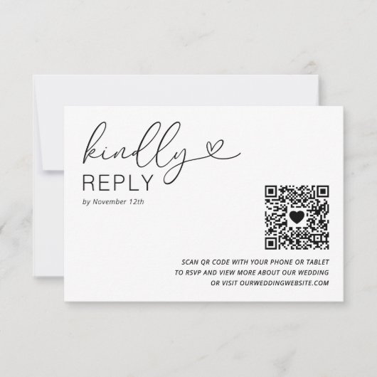 Moderne QR Code Wedding RSVP Kaart (Voorkant)