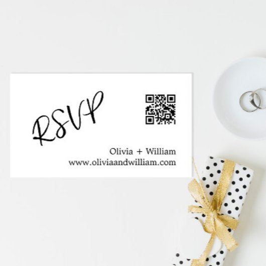 Moderne QR Code Wedding RSVP Kaart