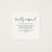 Moderne QR Code Wedding Website RSVP Enclosure Kaa Vierkante Visitekaartjes (Voorkant)