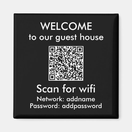 Moderne QR Code Wifi Sign Airbnb Verhuur Home Magneet (Voorkant)