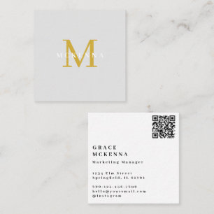 Moderne QR-code Zakelijke Kaart Lichtgrijs Vierkante Visitekaartje
