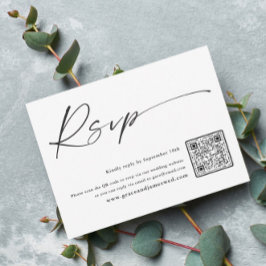 Moderne QR-code zwart en wit RSVP Kaartje