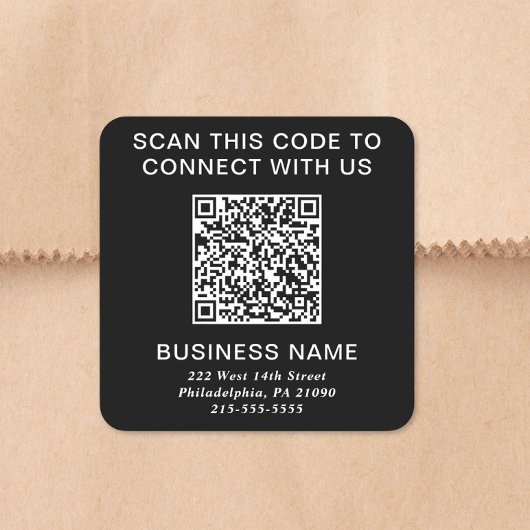 Moderne QR-code Zwart Vierkante Sticker
