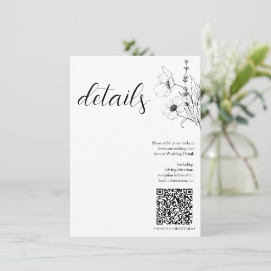 Moderne QR-code zwart, wit, details Informatiekaartje (Staand voorkant)