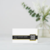 Moderne QR-code zwart, wit, gele accent juwelier Visitekaartje (Staand voorkant)